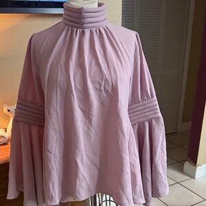Elegant High-Neck Blouse in Soft Pink